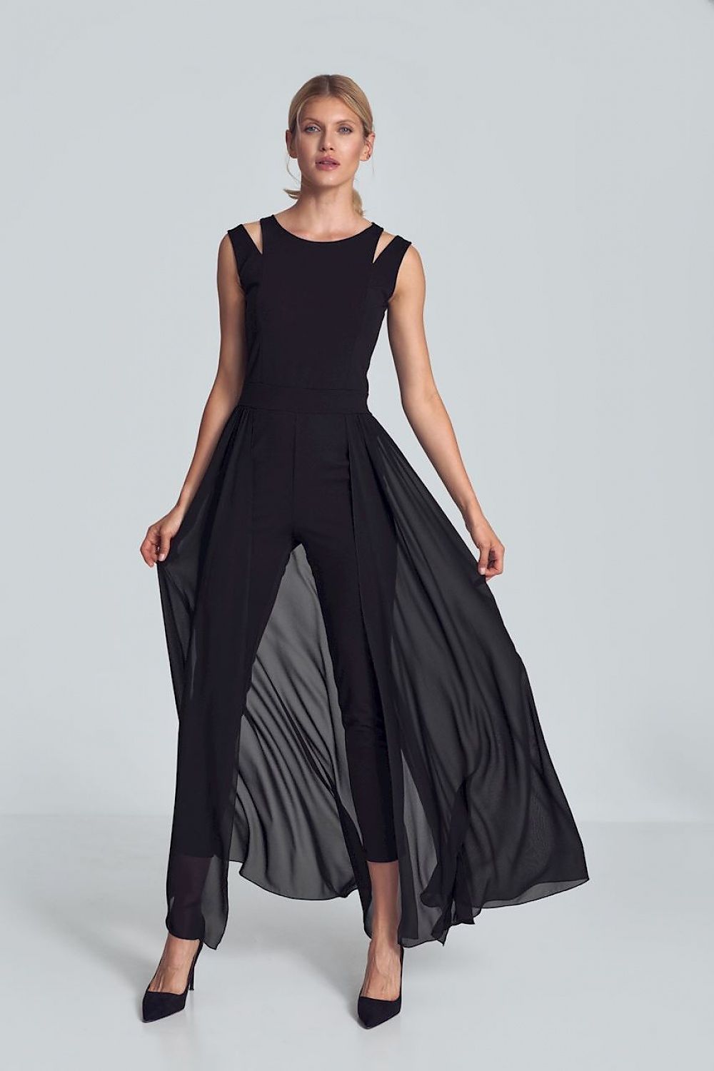 WPS: GLAM NIGHT OUT- BLACK CAPE JUMPSUIT - PRIIINCESSS