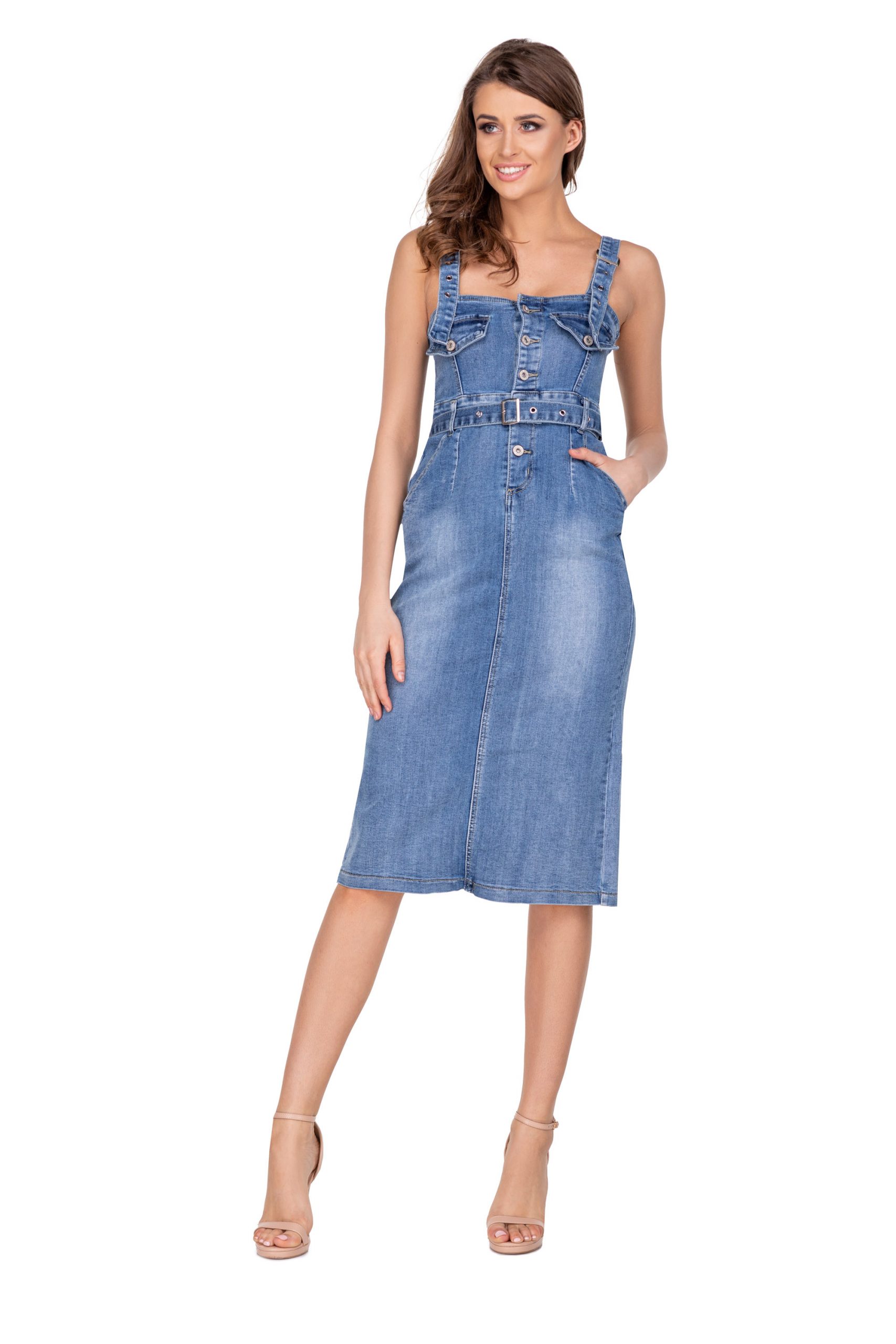 Buckle Strap Denim Dress