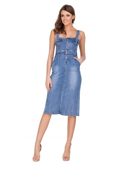 Buckle Strap Denim Dress