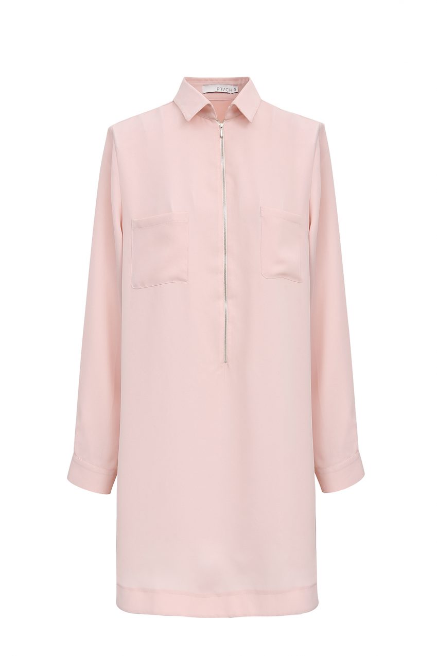 FRNCH Long-line Shirt with zip detail