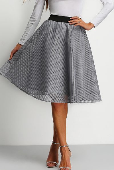 Grey High Waist Mesh Skirt