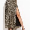 Long Spilt Sequin Gold Skirt - Image 2