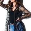 Mesh Polka Dot Long Line Cardigan - Image 2