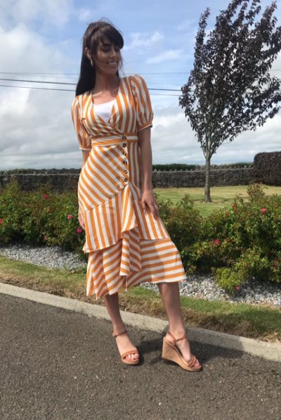 Striped Trumpet Tea Dress