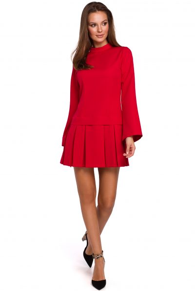 Red Pleated Box Dress - Various Colours