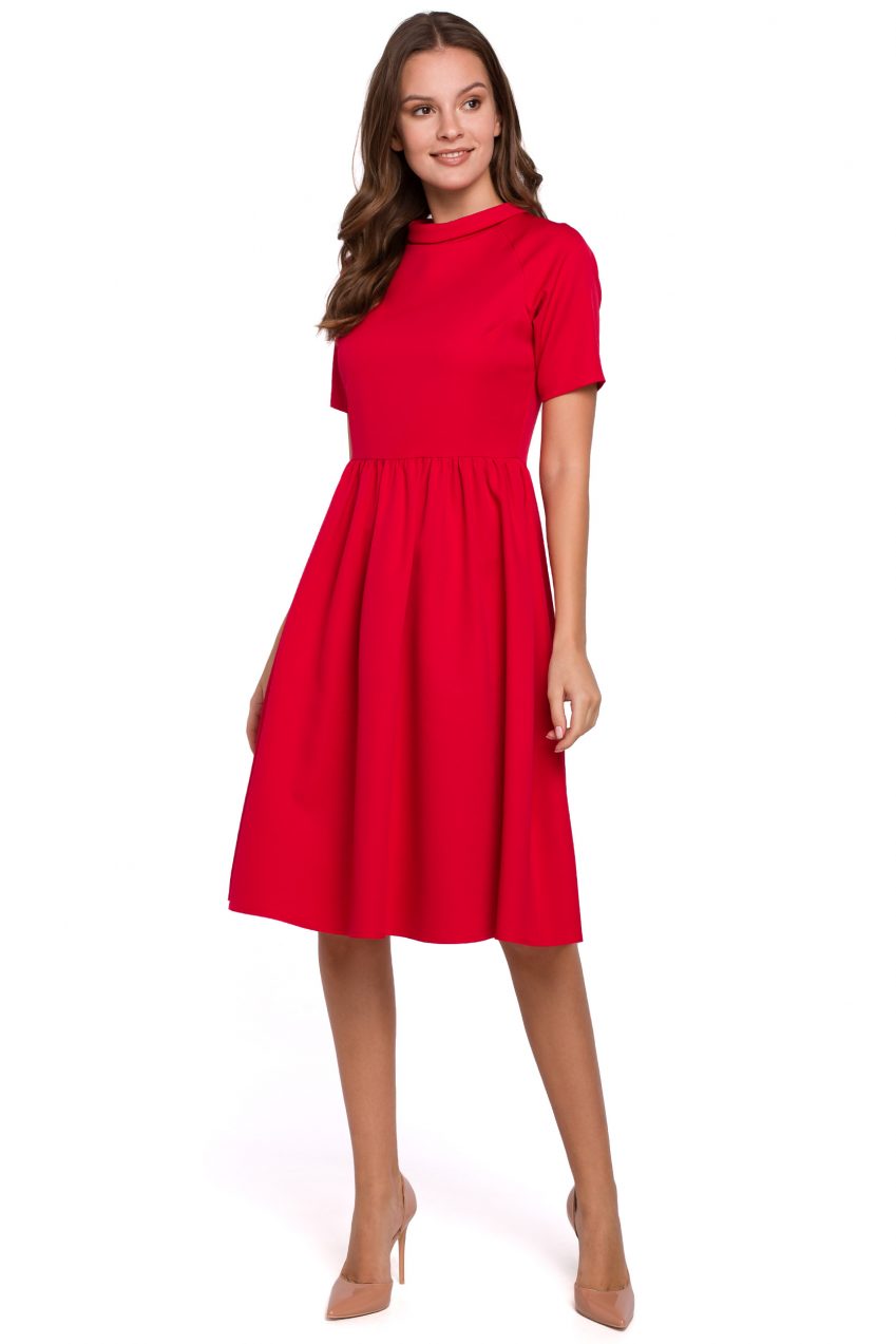 Red A-line Collar Dress - Various Colours