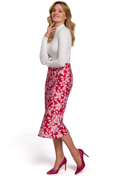 Red Pattered Pencil Skirt-various colours