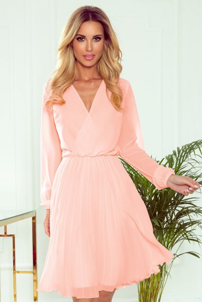 Isabella Peach V-neck Dress