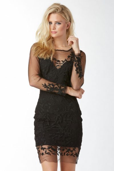 Black/White Flower Mesh Dress