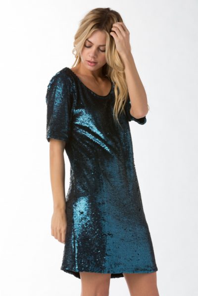 Aqua Sequin Shift Dress
