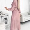Klara Pleated Powder Pink Chiffon Dress - Various Colours - Image 2