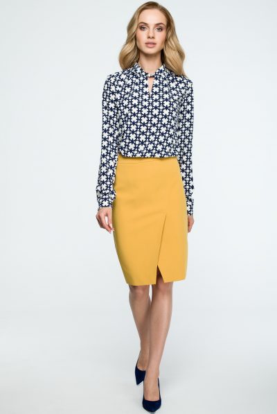 Patterned Key-Hole Blouse