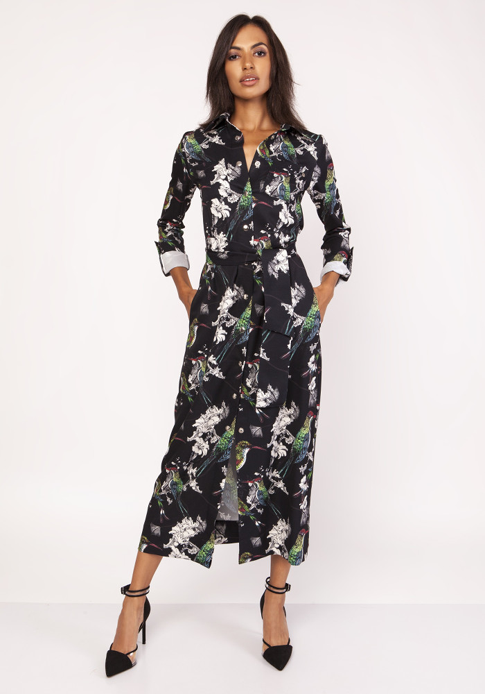 Bird print maxi best sale dress