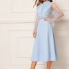 Pastel Blue Mesh Sleeve Dress - Image 2