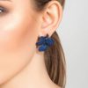 Navy Flower Sparkle Earrings - Image 2
