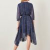 Navy Blue Wrap Tie Dress - Image 2