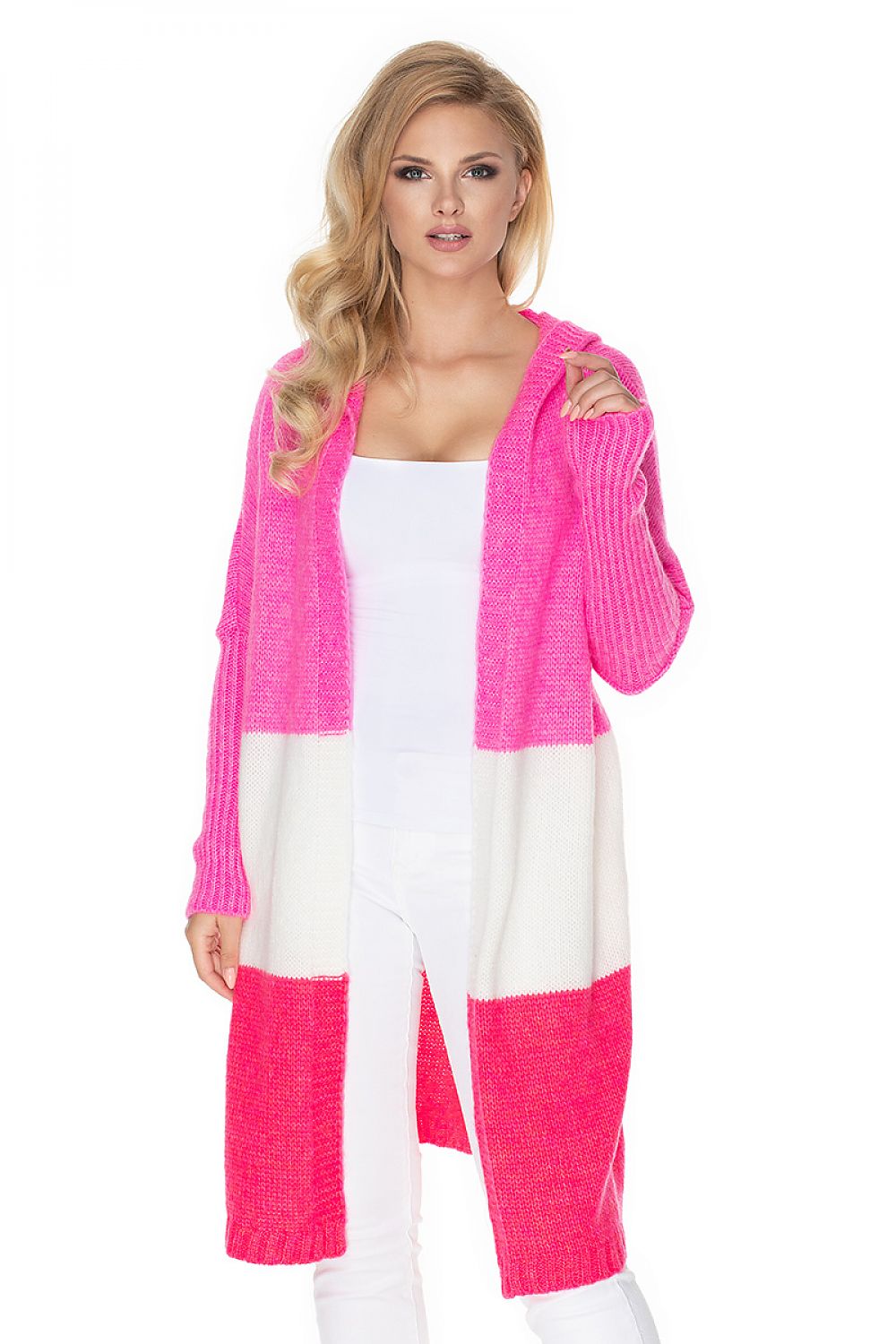 Pink & Beige Longline Cardigan