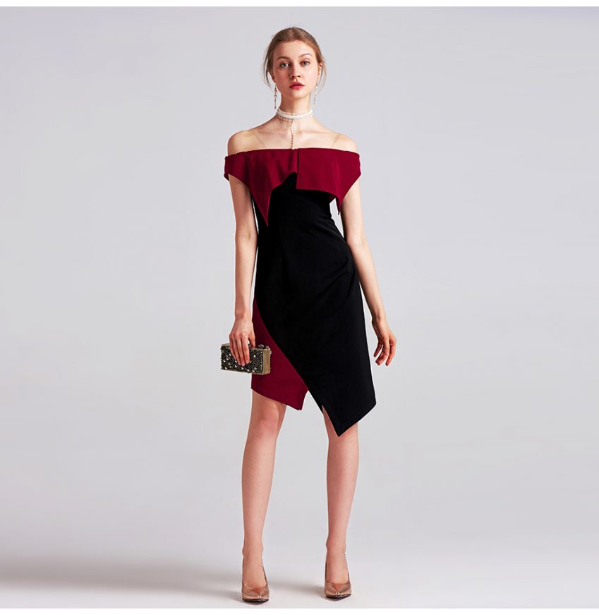 Empress Two-Tone Asymmetrical Dress