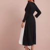 Monochrome Wrap Pleated Dress - Image 2