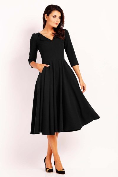 Flared Collar Dress - Various Colours