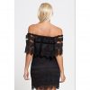 Black Lace Bardot Dress - Image 3