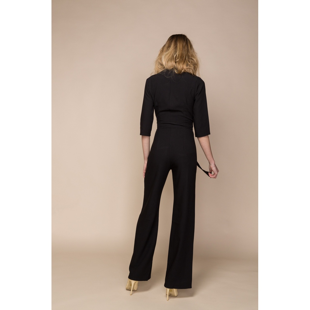 AS x2 ACURRATOR Black Trench Jumpsuit with plunging neckline
