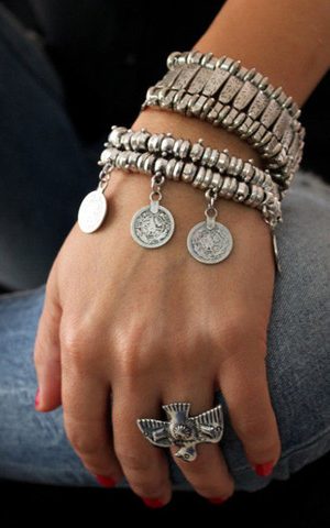 Silver coin bracelet