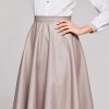 Figl Beige Leather Skirt - Image 2