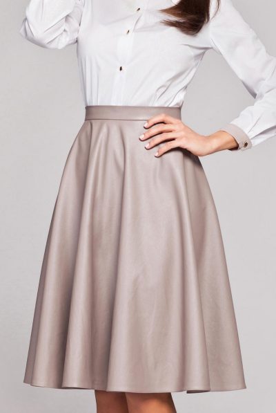 Beige leather skirt 6