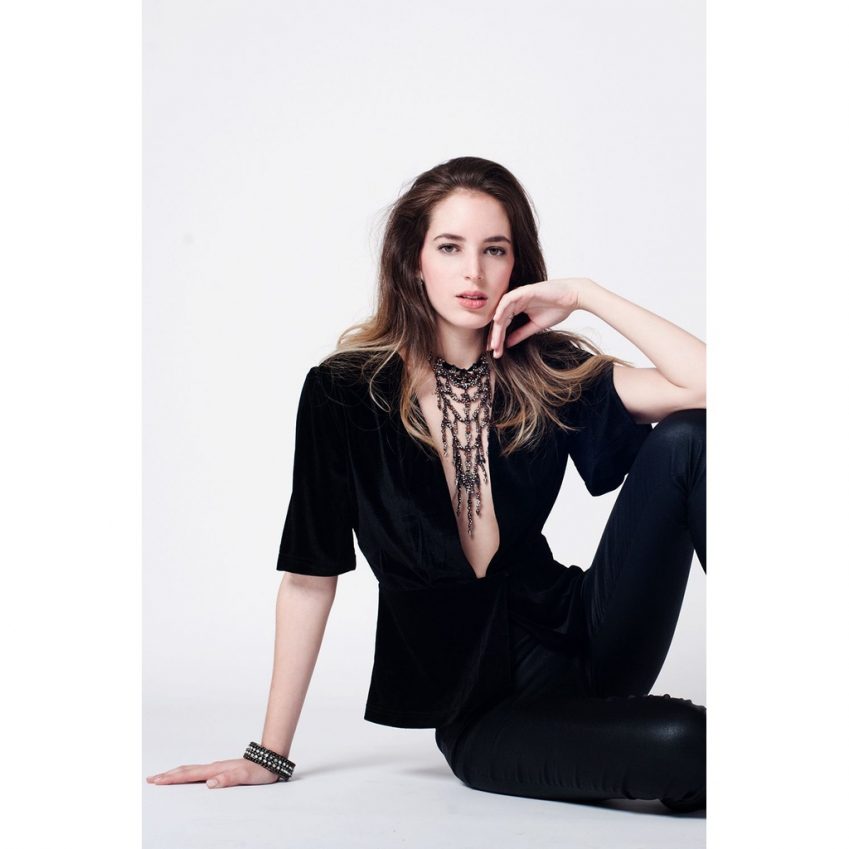 Black Velvet Deep V Top