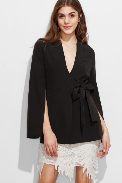 black-split-sleeve-bow-blazer