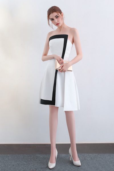 Monochrome Satin Asymmetrical Dress