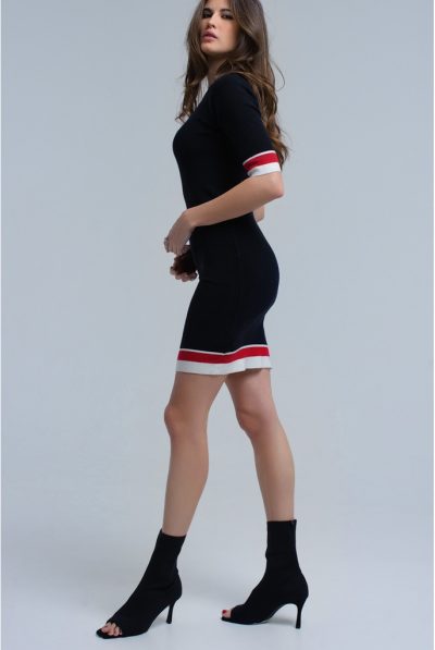 Black Banded Striped Dress
