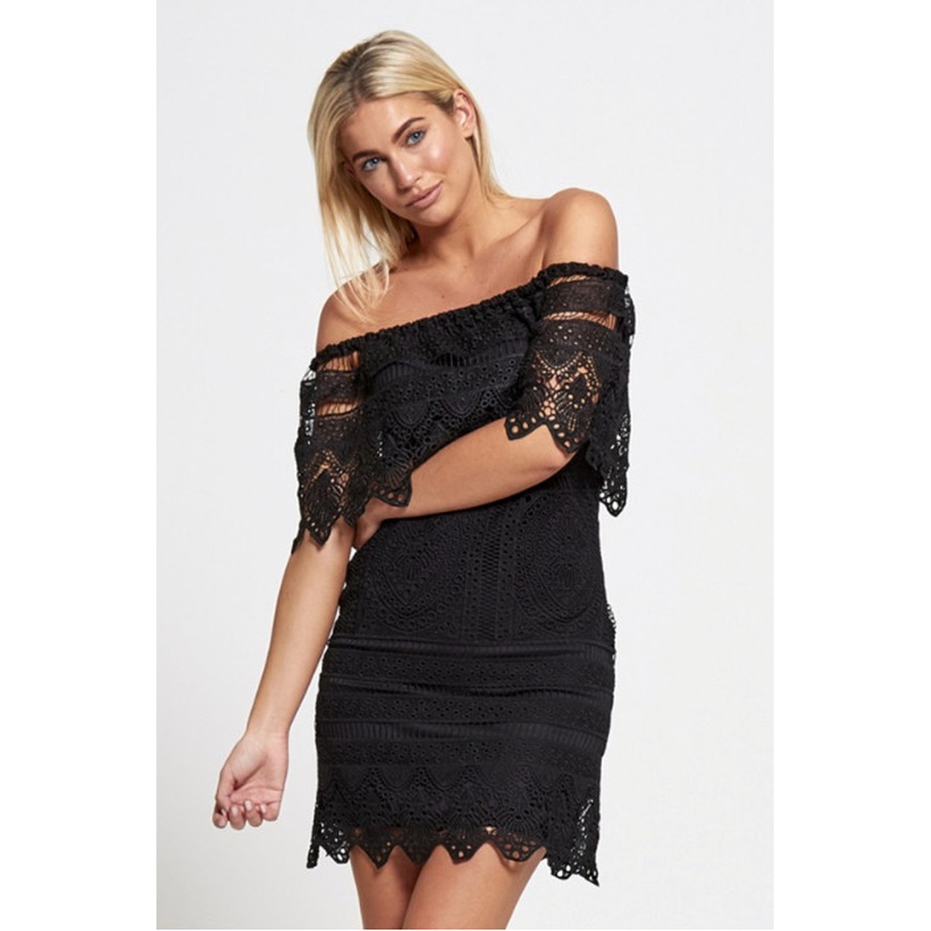 Topshop black deals bardot dress
