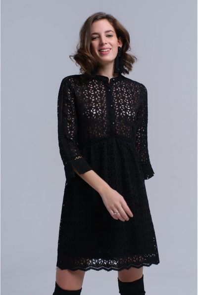 Black midi dress with crochet