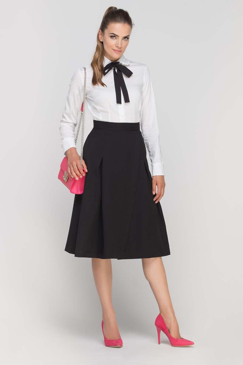 Black Envelope Midi Skirt