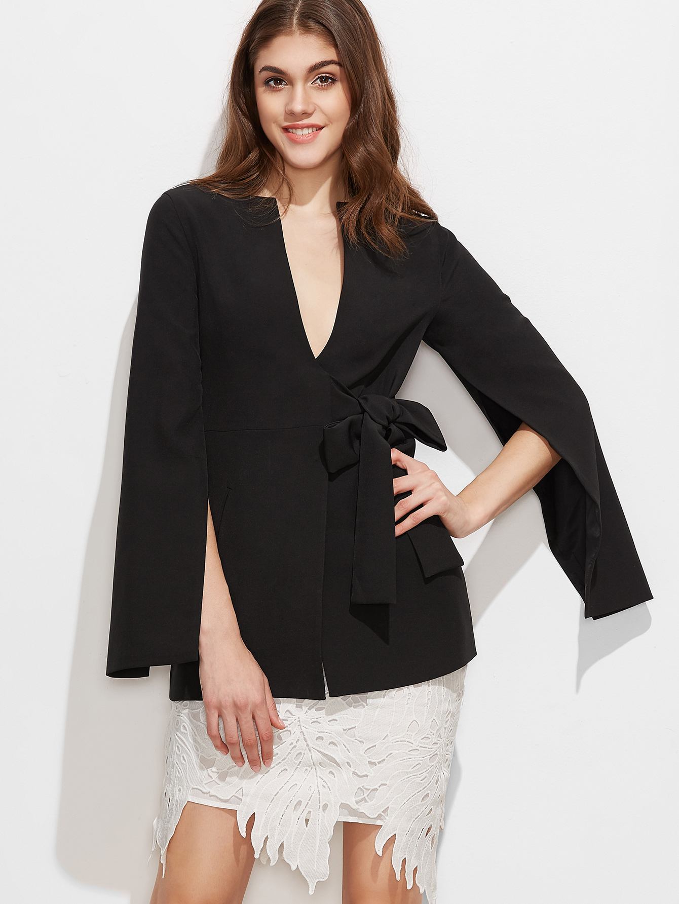 Black Bow Cape Blazer