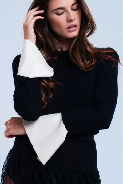 Black & White Cuffed Jumper
