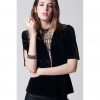 Black Velvet Deep V Top - Image 2