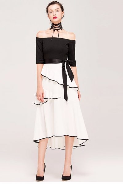 Empress Monochrome Ruffles Dress