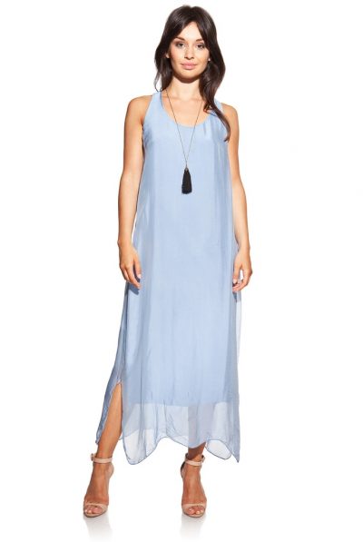 Laura Moretti Maxi silk blue dress