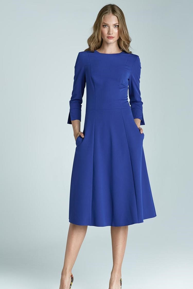 Blue Midi Dress with pockets
