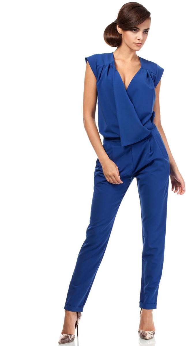 Blue V-neck jumpsuit