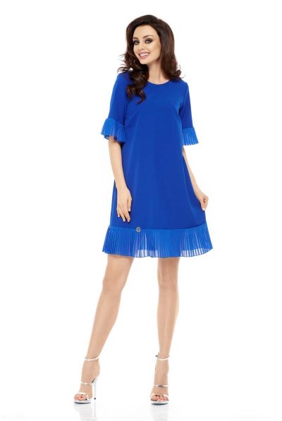 Blue Pleated Frills Dress-Other colours available