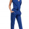 Blue V-neck Wrap Jumpsuit - Image 2