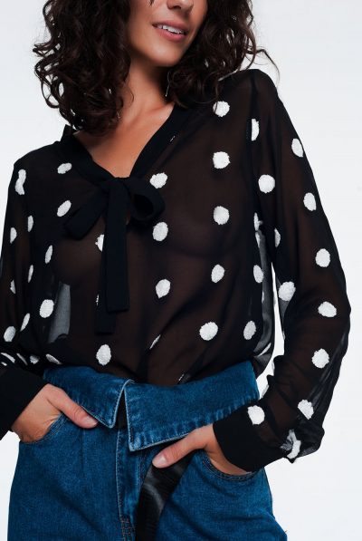 Polka Dot Chiffon Blouse