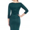 Fluted Hem Dress in Emerald Green & Berry - Image 2
