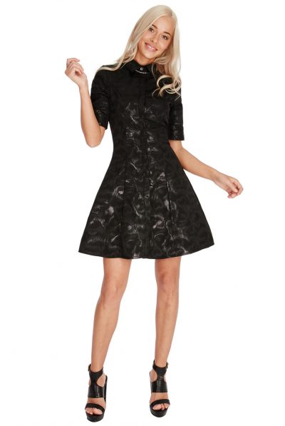Black Full Skirt Shirt Dress