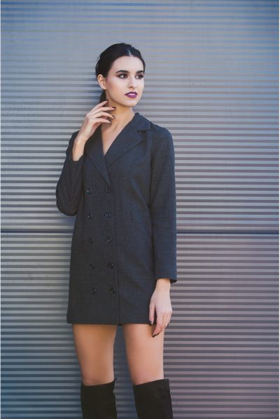 Double-breasted wool dress