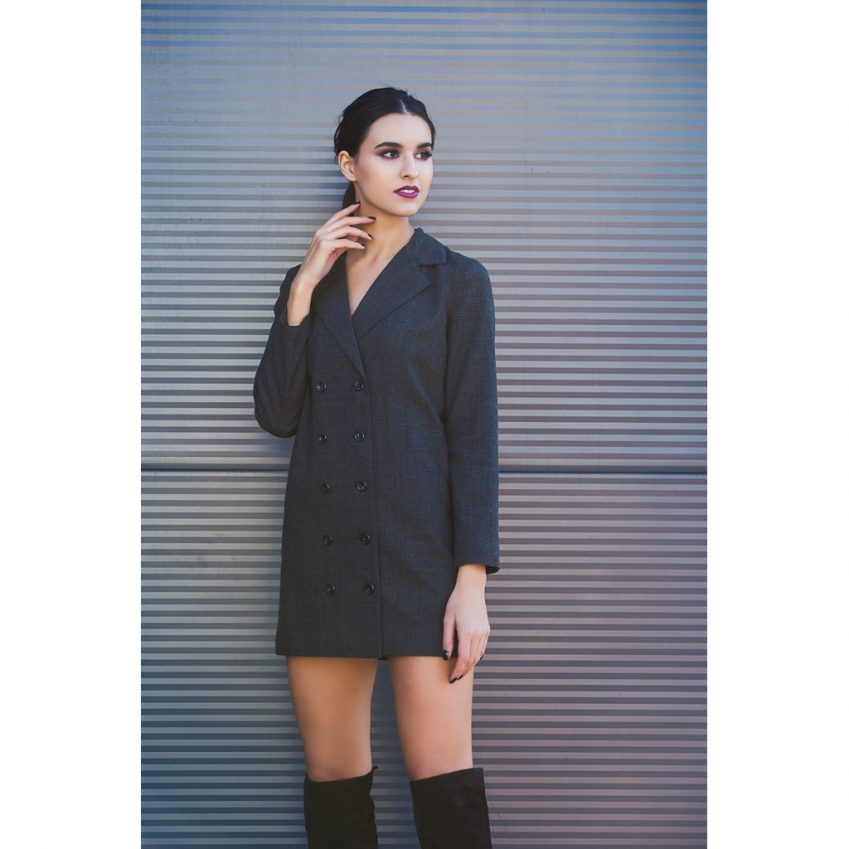 Double-breasted wool dress